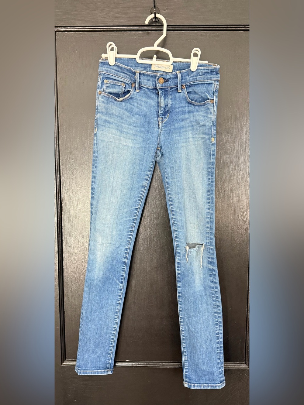 Madewell Light Blue Skinny Jeans with Knee Rip